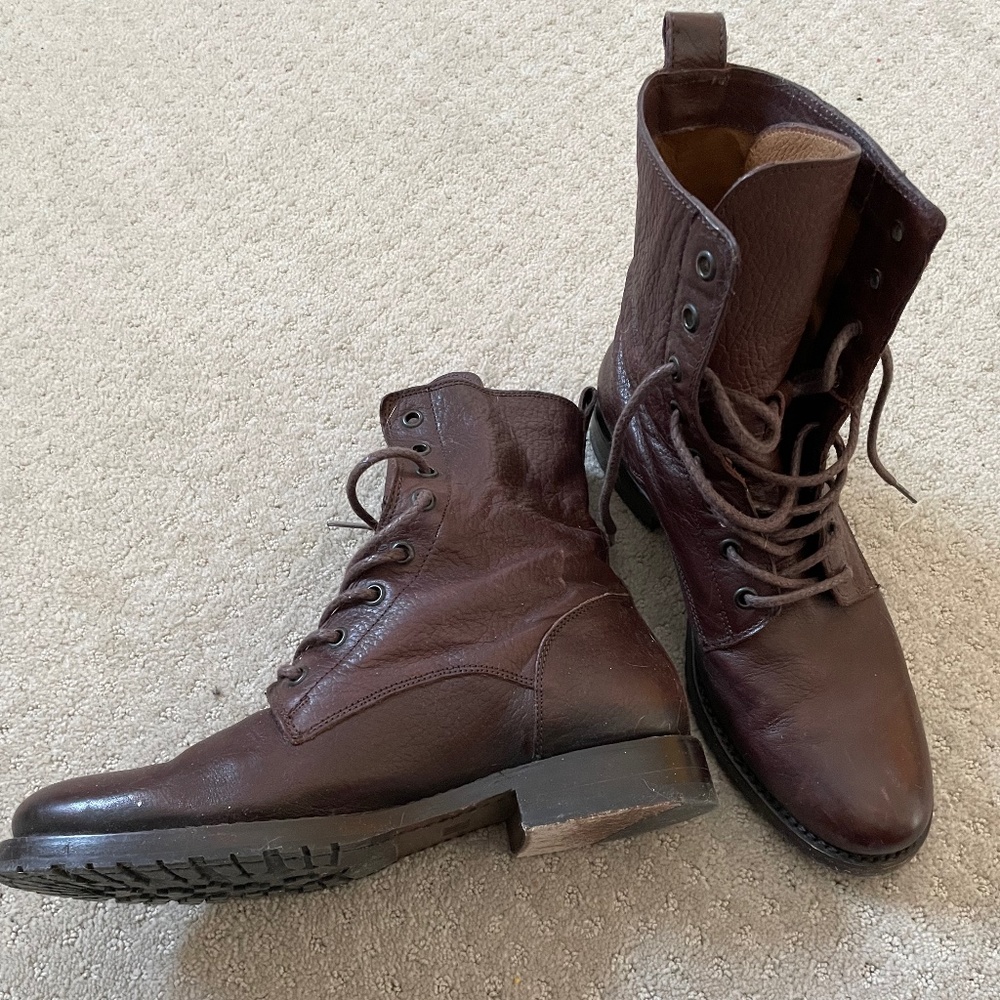 Frye Veronica brown lace up combat boots 8.5